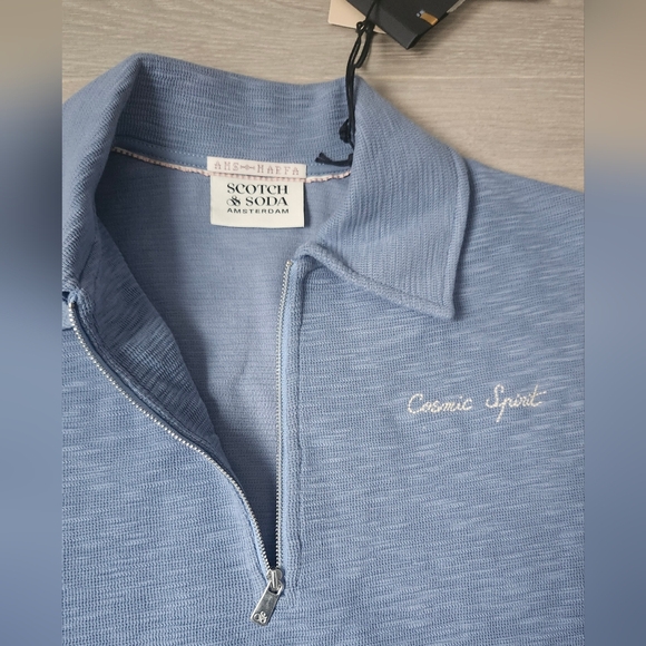 Scotch & Soda Mens 1/4 Zip Polo Shirt XL - Picture 3 of 4